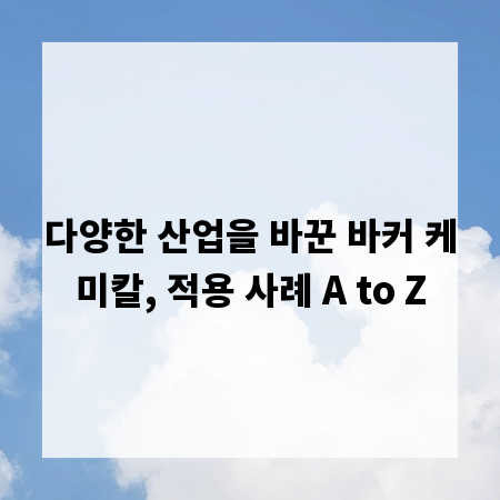 다양한 산업을 바꾼 바커 케미칼, 적용 사례 A to Z