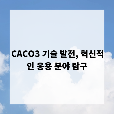CACO3 기술 발전, 혁신적인 응용 분야 탐구