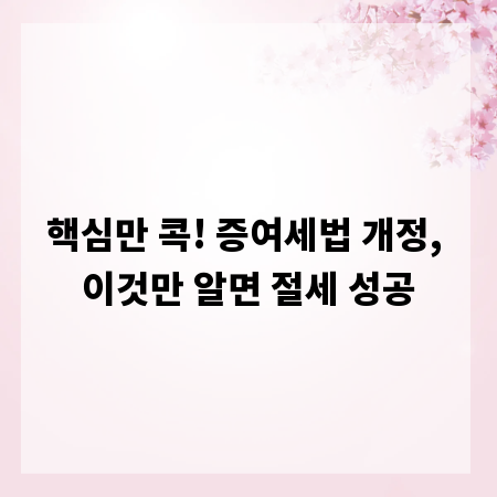 핵심만 콕! 증여세법 개정, 이것만 알면 절세 성공