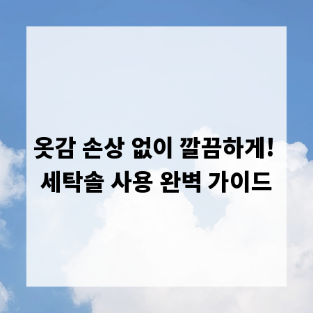 옷감 손상 없이 깔끔하게! 세탁솔 사용 완벽 가이드