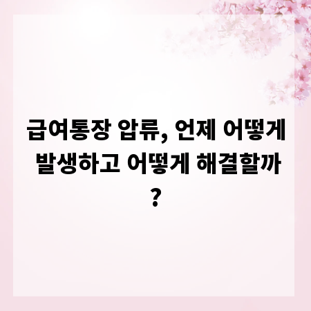 급여통장 압류, 언제 어떻게 발생하고 어떻게 해결할까?