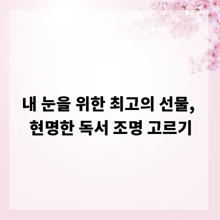 내 눈을 위한 최고의 선물, 현명한 독서 조명 고르기