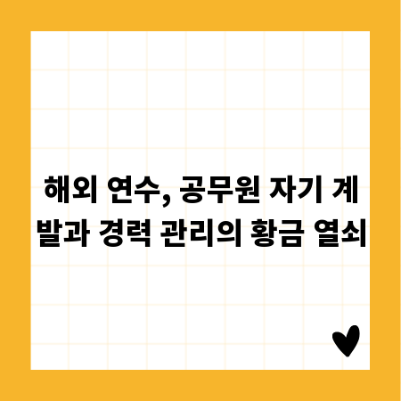 해외 연수, 공무원 자기 계발과 경력 관리의 황금 열쇠