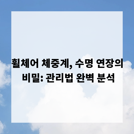 휠체어 체중계, 수명 연장의 비밀: 관리법 완벽 분석