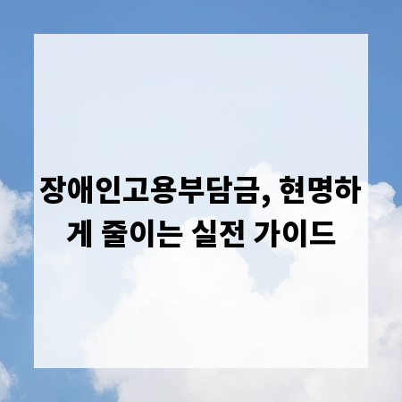 장애인고용부담금, 현명하게 줄이는 실전 가이드