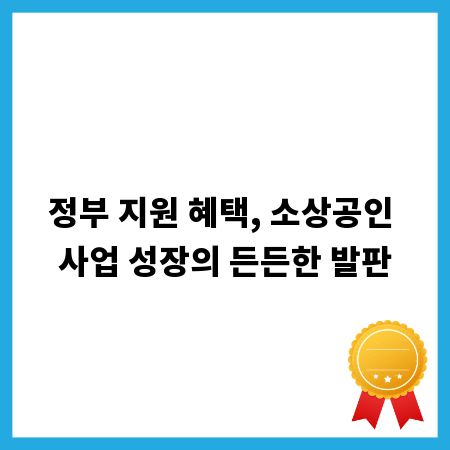 정부 지원 혜택, 소상공인 사업 성장의 든든한 발판