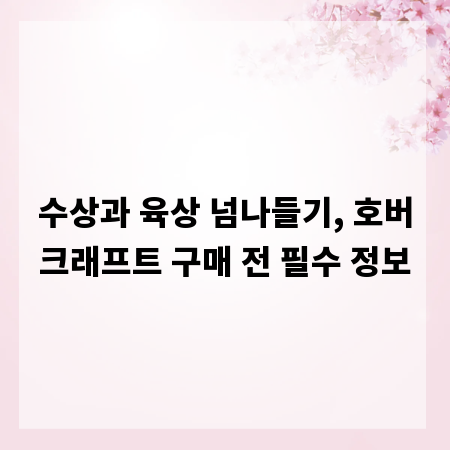 수상과 육상 넘나들기, 호버크래프트 구매 전 필수 정보
