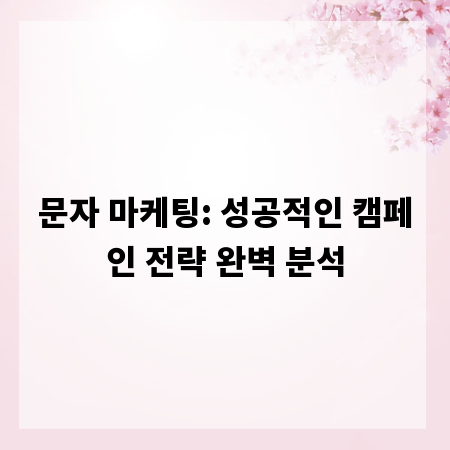 문자 마케팅: 성공적인 캠페인 전략 완벽 분석