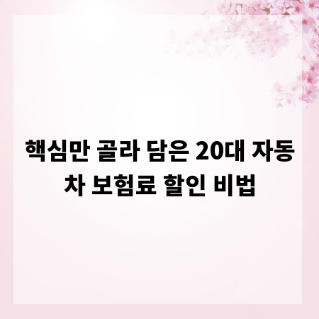 핵심만 골라 담은 20대 자동차 보험료 할인 비법