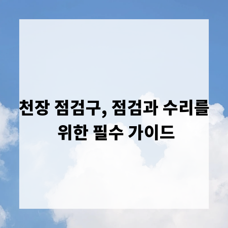 천장 점검구, 점검과 수리를 위한 필수 가이드