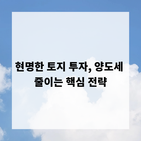 현명한 토지 투자, 양도세 줄이는 핵심 전략