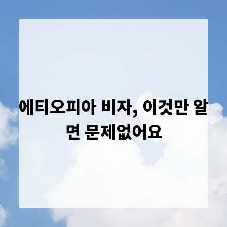 에티오피아 비자, 이것만 알면 문제없어요