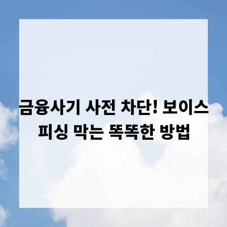 금융사기 사전 차단! 보이스피싱 막는 똑똑한 방법