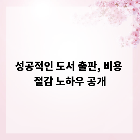 성공적인 도서 출판, 비용 절감 노하우 공개