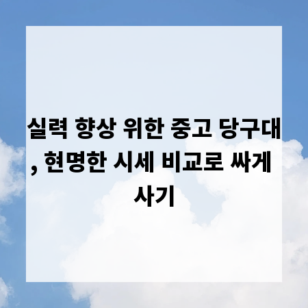 실력 향상 위한 중고 당구대, 현명한 시세 비교로 싸게 사기