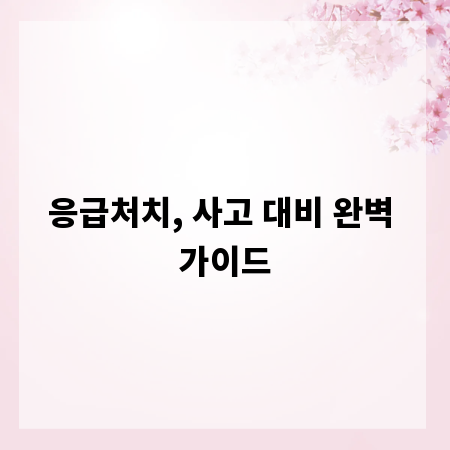 응급처치, 사고 대비 완벽 가이드