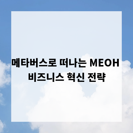 메타버스로 떠나는 MEOH 비즈니스 혁신 전략