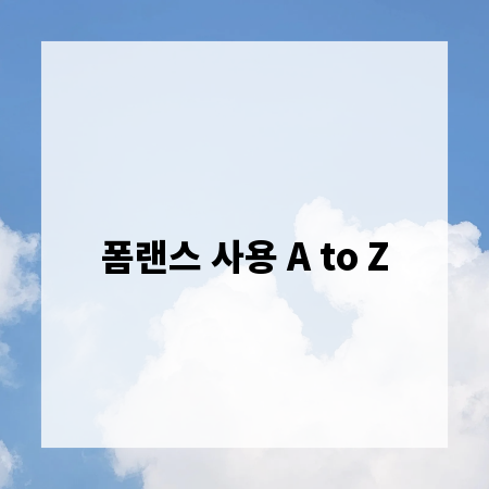 폼랜스 사용 A to Z