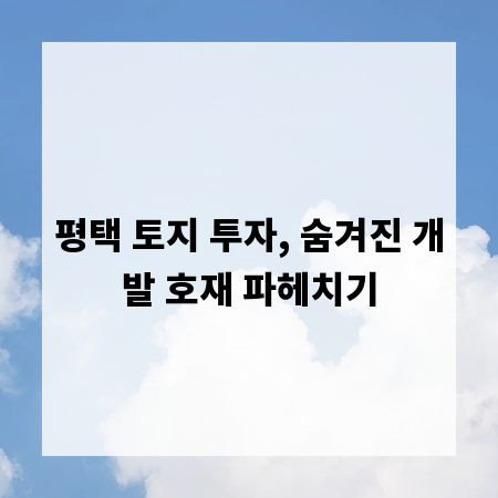 평택 토지 투자, 숨겨진 개발 호재 파헤치기