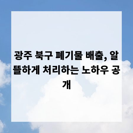 광주 북구 폐기물 배출, 알뜰하게 처리하는 노하우 공개