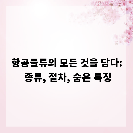 항공물류의 모든 것을 담다: 종류, 절차, 숨은 특징