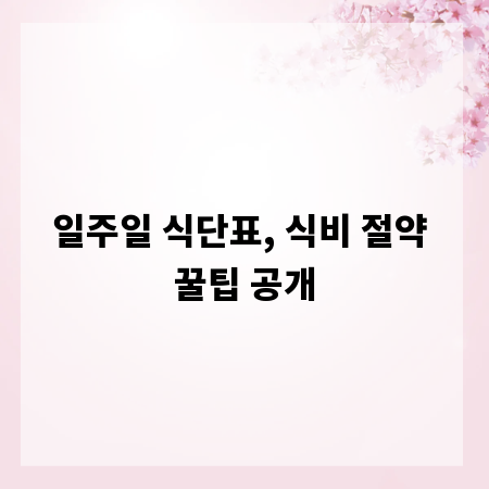 일주일 식단표, 식비 절약 꿀팁 공개