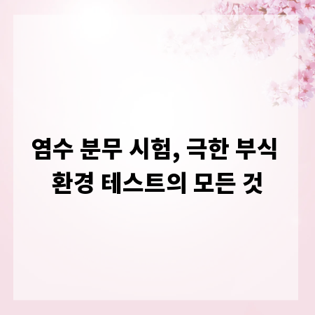 염수 분무 시험, 극한 부식 환경 테스트의 모든 것