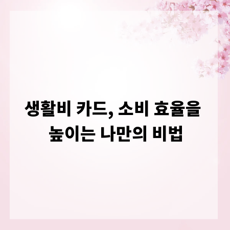 생활비 카드, 소비 효율을 높이는 나만의 비법