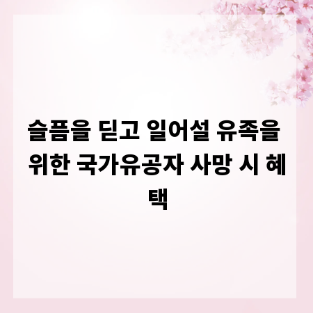 슬픔을 딛고 일어설 유족을 위한 국가유공자 사망 시 혜택