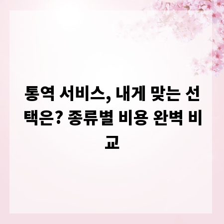 통역 서비스, 내게 맞는 선택은? 종류별 비용 완벽 비교