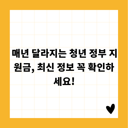 매년 달라지는 청년 정부 지원금, 최신 정보 꼭 확인하세요!