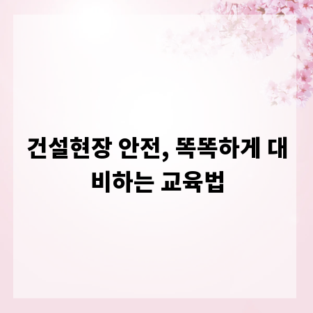 건설현장 안전, 똑똑하게 대비하는 교육법