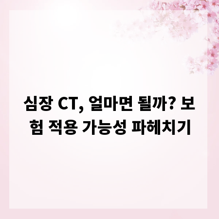 심장 CT, 얼마면 될까? 보험 적용 가능성 파헤치기