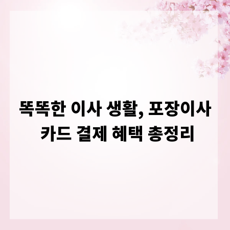 똑똑한 이사 생활, 포장이사 카드 결제 혜택 총정리