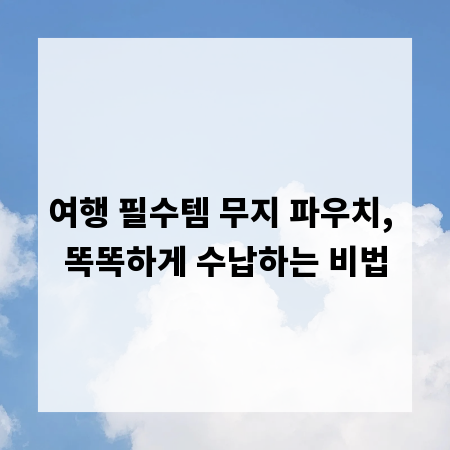 여행 필수템 무지 파우치, 똑똑하게 수납하는 비법