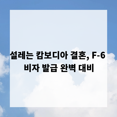 설레는 캄보디아 결혼, F-6 비자 발급 완벽 대비