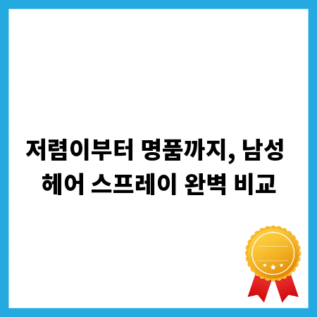 저렴이부터 명품까지, 남성 헤어 스프레이 완벽 비교