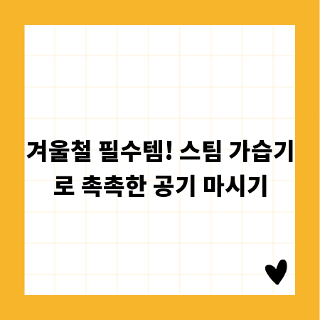 겨울철 필수템! 스팀 가습기로 촉촉한 공기 마시기