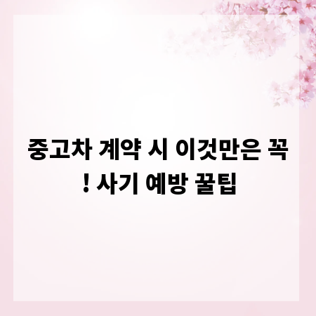 중고차 계약 시 이것만은 꼭! 사기 예방 꿀팁