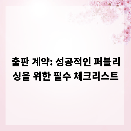 출판 계약: 성공적인 퍼블리싱을 위한 필수 체크리스트