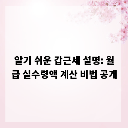 알기 쉬운 갑근세 설명: 월급 실수령액 계산 비법 공개