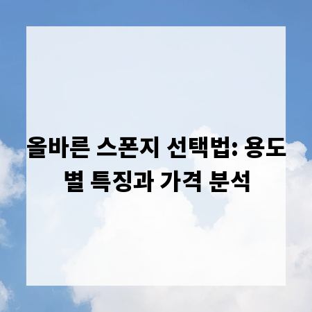 올바른 스폰지 선택법: 용도별 특징과 가격 분석