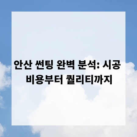 안산 썬팅 완벽 분석: 시공 비용부터 퀄리티까지