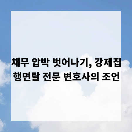 채무 압박 벗어나기, 강제집행면탈 전문 변호사의 조언