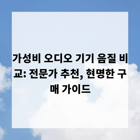 가성비 오디오 기기 음질 비교: 전문가 추천, 현명한 구매 가이드