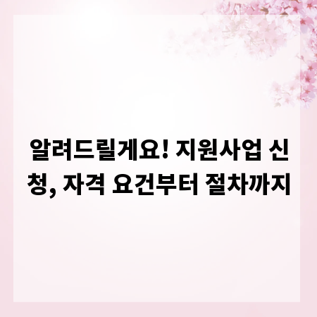 알려드릴게요! 지원사업 신청, 자격 요건부터 절차까지
