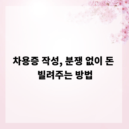 차용증 작성, 분쟁 없이 돈 빌려주는 방법