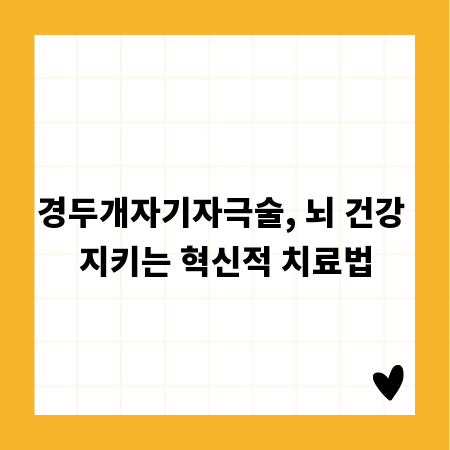 경두개자기자극술, 뇌 건강 지키는 혁신적 치료법