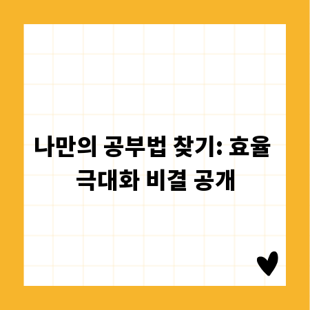 나만의 공부법 찾기: 효율 극대화 비결 공개