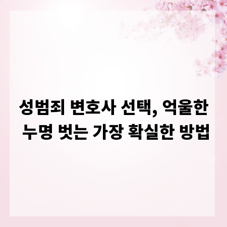 성범죄 변호사 선택, 억울한 누명 벗는 가장 확실한 방법